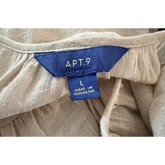 Apt 9 Women's sz L Top Sand Chevron Keyhole Long Sleeve Pullover Blouse EUC - Picture 8 of 10